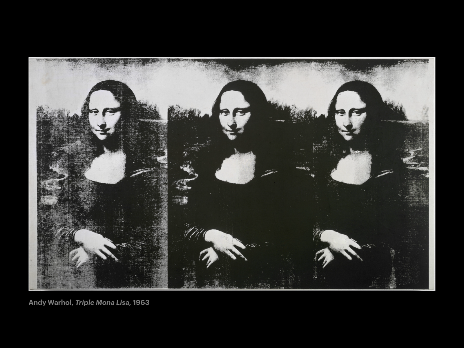 Imagining Science conceptual visual essay, three Mona Lisas by Andy Warhol