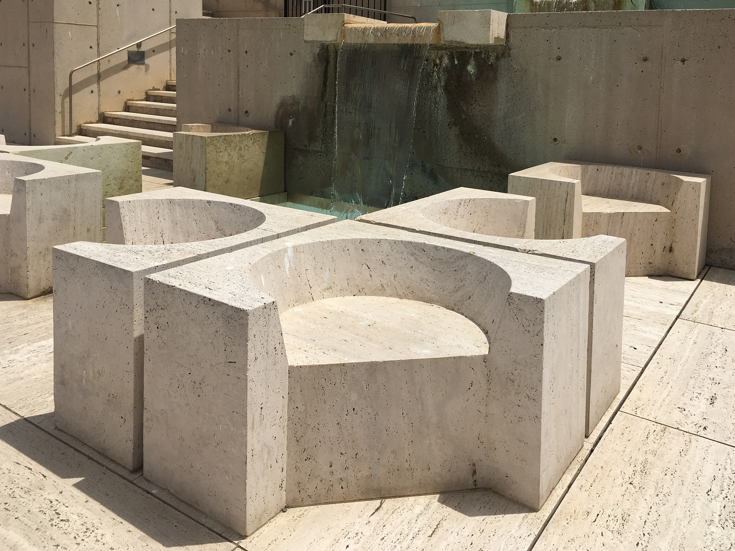 Travertine chairs Salk Institute in La Jolla, California